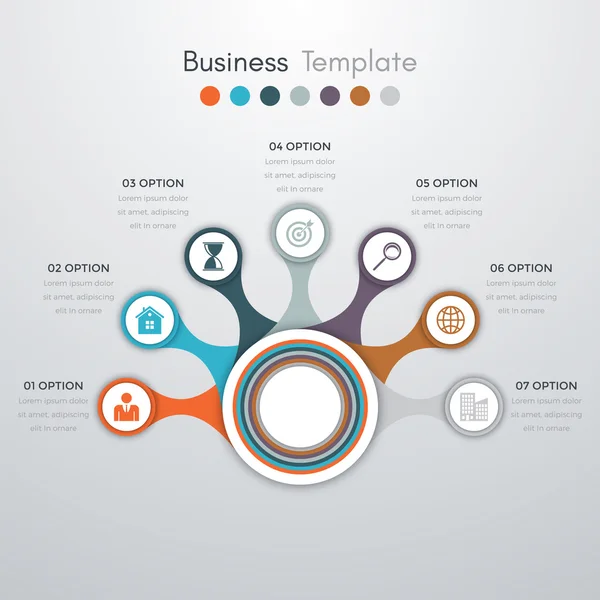 Infographics tijdlijn zeven opties — Stockvector