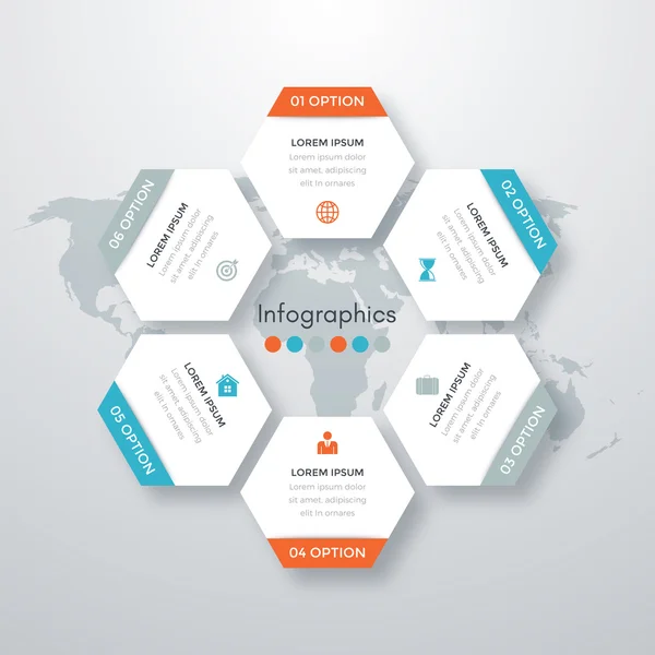 벡터 일러스트 레이 션 infographics 6 옵션. — 스톡 벡터