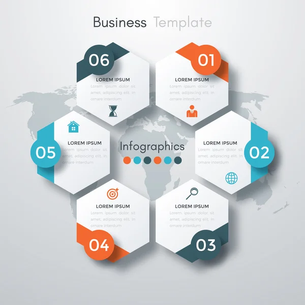 Infografías de ilustración vectorial seis opciones . — Vector de stock