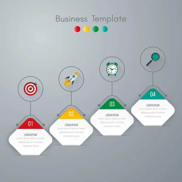 Ilustración vectorial de cuatro infografías cuadradas — Vector de stock