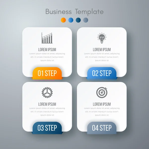 4 つの正方形のインフォ グラフィックのベクター イラスト — ストックベクタ