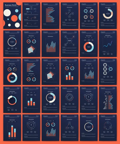 Moderní infografické vektorové prvky pro obchodní brožury. Použití na webových stránkách, firemní brožuře, reklamě a marketingu.. — Stockový vektor