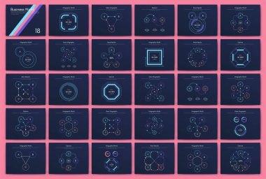 İş broşürleri için modern bilgi vektör unsurları. Web sitesinde, şirket broşürlerinde, reklamlarda ve pazarlamada kullanın. Pasta grafikleri, çizgi grafikleri, çubuk grafikleri ve zaman çizgileri.