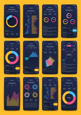 İş broşürleri için modern bilgi vektör unsurları. Web sitesinde, şirket broşürlerinde, reklamlarda ve pazarlamada kullan..