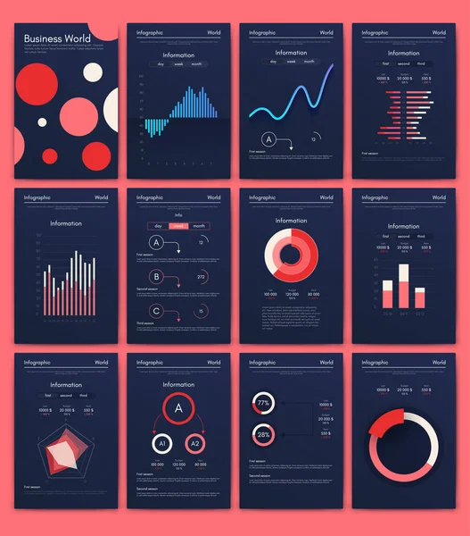 Moderne Infografik-Vektorelemente für Business-Broschüren. Einsatz in Website, Imagebroschüre, Werbung und Marketing.. — Stockvektor