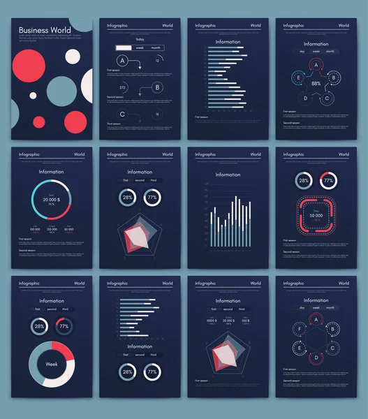 Moderní infografické vektorové prvky pro obchodní brožury. Použití na webových stránkách, firemní brožuře, reklamě a marketingu.. — Stockový vektor