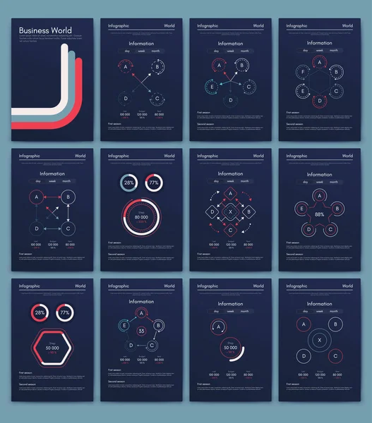 Moderne Infografik-Vektorelemente für Business-Broschüren. Einsatz in Website, Imagebroschüre, Werbung und Marketing.. — Stockvektor