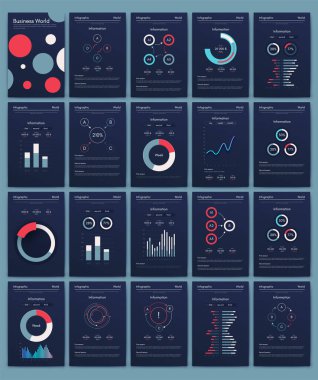 İş broşürleri için modern bilgi vektör unsurları. Web sitesinde, şirket broşürlerinde, reklamlarda ve pazarlamada kullan..