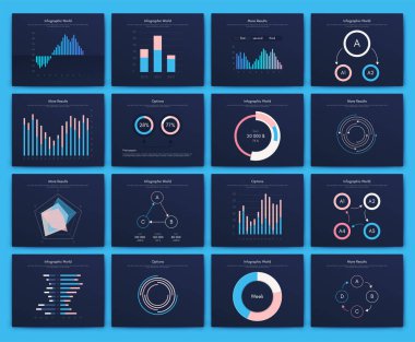 İş broşürleri için modern bilgi vektör unsurları. Web sitesinde, şirket broşürlerinde, reklamlarda ve pazarlamada kullan..