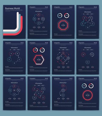İş broşürleri için modern bilgi vektör unsurları. Web sitesinde, şirket broşürlerinde, reklamlarda ve pazarlamada kullan..