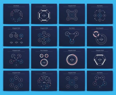 İş broşürleri için modern bilgi vektör unsurları. Web sitesinde, şirket broşürlerinde, reklamlarda ve pazarlamada kullanın. Pasta grafikleri, çizgi grafikleri, çubuk grafikleri ve zaman çizgileri.