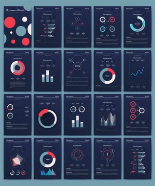 İş broşürleri için modern bilgi vektör unsurları. Web sitesinde, şirket broşürlerinde, reklamlarda ve pazarlamada kullan..