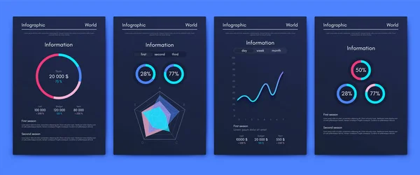 ベクトルグラフィックス携帯電話とインフォグラフィック モバイルアプリケーション ワークフローレイアウト バナー Webデザイン ビジネスレポートを作成するためのテンプレート 株式ベクトル — ストックベクタ