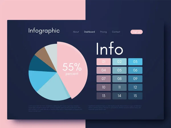 Modern infographic vector elements for business brochures. Use in website, corporate brochure, advertising and marketing. Pie charts, line graphs — Stock Vector