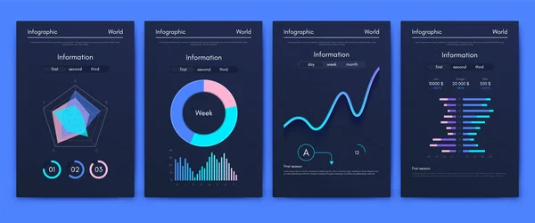 ベクトルグラフィックス携帯電話とインフォグラフィック モバイルアプリケーション ワークフローレイアウト バナー Webデザイン ビジネスレポートを作成するためのテンプレート 株式ベクトル — ストックベクタ
