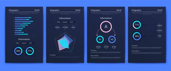 ベクトルグラフィックス携帯電話とインフォグラフィック モバイルアプリケーション ワークフローレイアウト バナー Webデザイン ビジネスレポートを作成するためのテンプレート 株式ベクトル — ストックベクタ