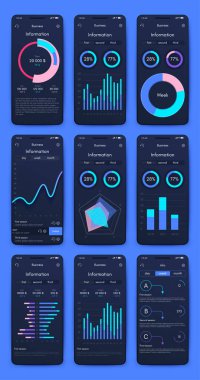 Cep telefonlu vektör grafikleri. Mobil uygulamalar, iş akışı düzeni, diyagram, pankart, web tasarımı, iş raporları oluşturma şablonu