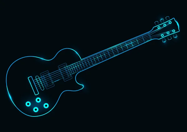 Vector illustration of a neon guitar — Stock Vector