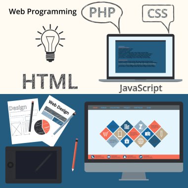 Vektör çizim banner web tasarımı ve programlama
