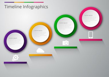 Gölgeler ile vektör çizim infographics kağıt daireler
