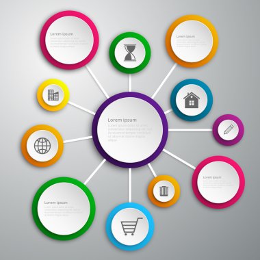 Gölgeler ile vektör çizim infographics kağıt daireler