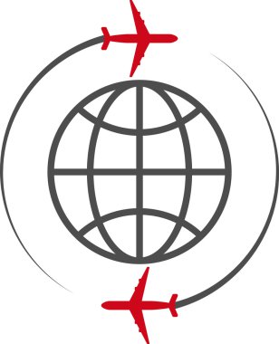 Vektör çizim simgesi uçak ve dünya