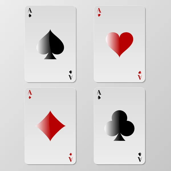 Ilustração vetorial de cartas de baralho ases — Vetor de Stock