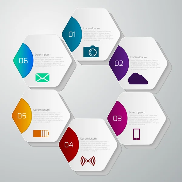 Illustrazione vettoriale infografica con esagoni — Vettoriale Stock