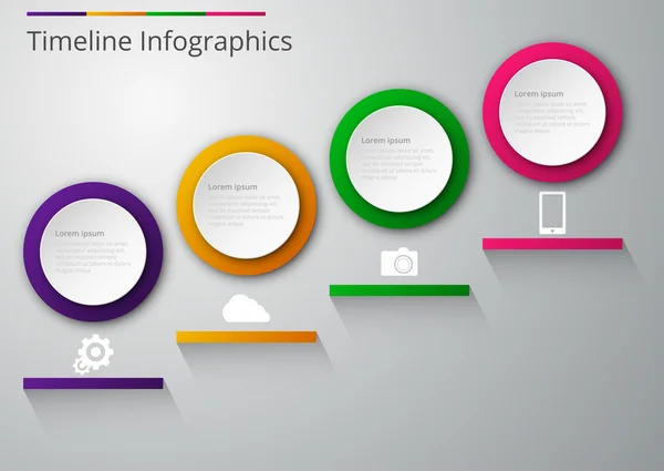 Gölgeler ile vektör çizim infographics kağıt daireler — Stok Vektör