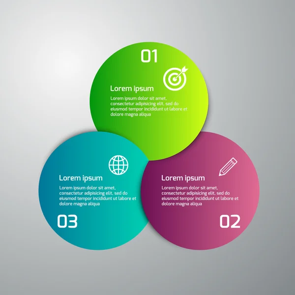 Vektör çizim infographics 3 renkli daireler