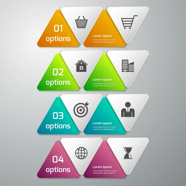 Ilustração vetorial de infográficos de negócios 4 opções. papel t —  Vetores de Stock