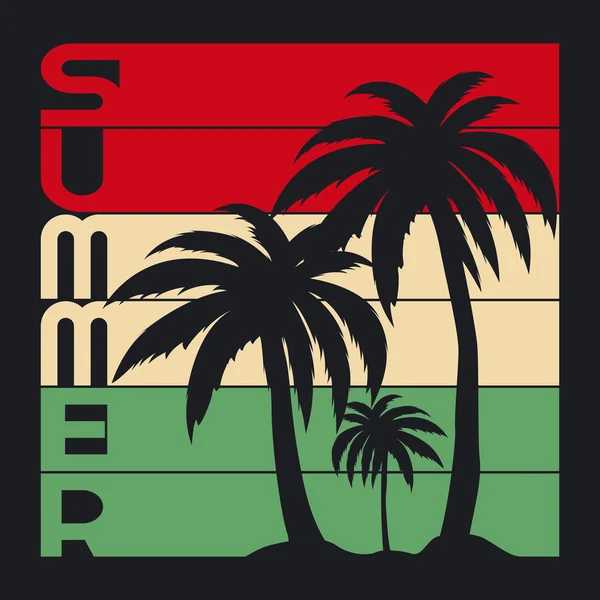 Yaz palm tipografi, t-shirt grafik. Vektör çizim