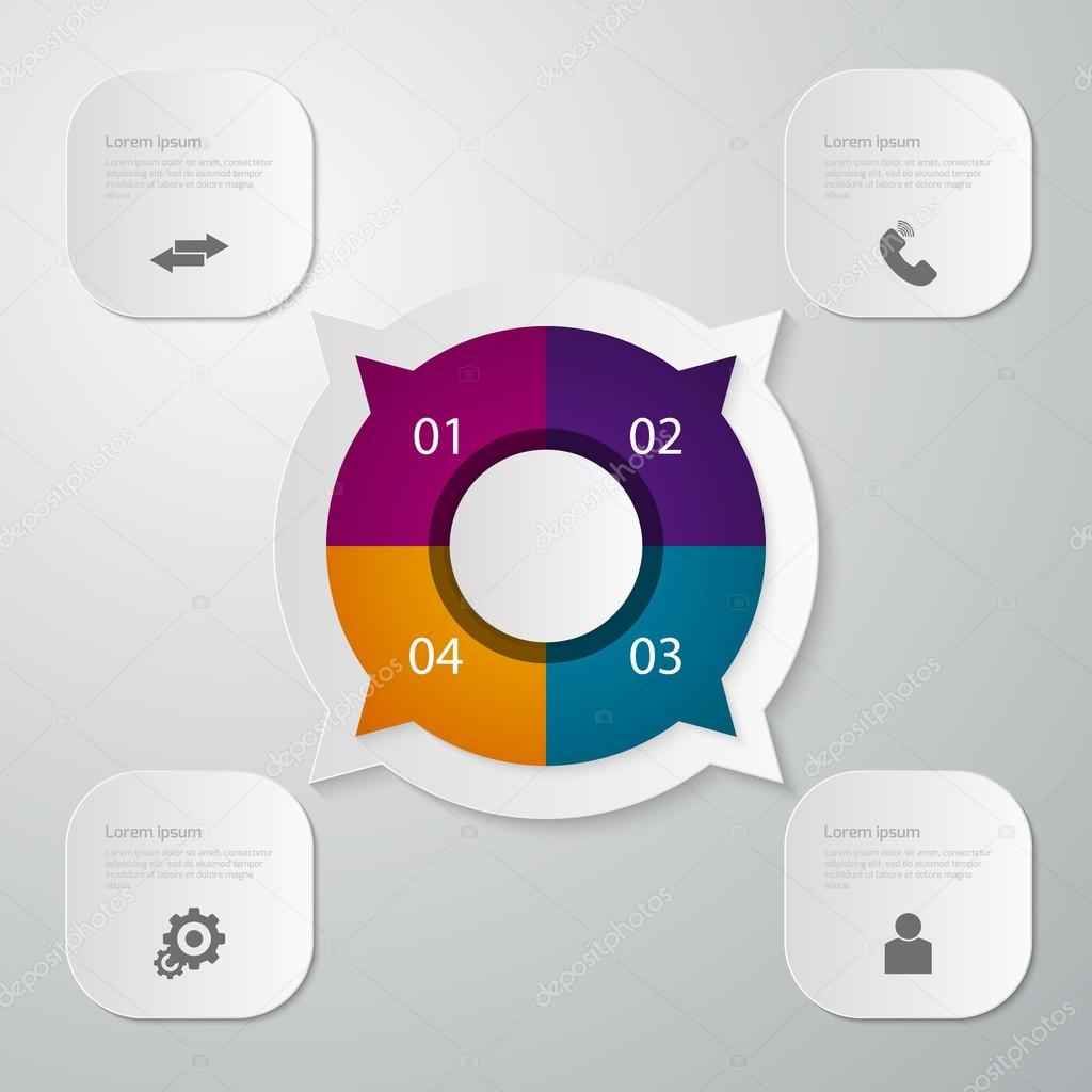 Vector illustration infographics circle with four quadrants . Re