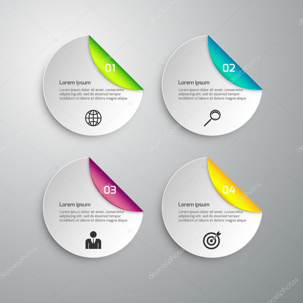 Vector illustration infographics paper circles. colored Stickers