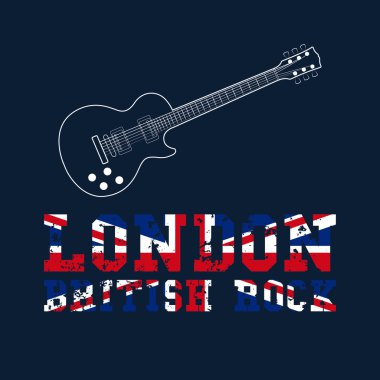 Londra İngiliz rock tipografi, t-shirt grafik. vektör illustr