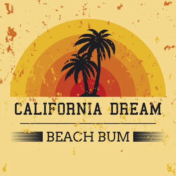 Californie typographie de rêve, graphiques de t-shirt. vecteur illustrati — Image vectorielle