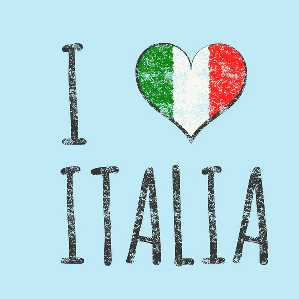 Italia tipografi, t-shirt grafik seviyorum. vektör çizim