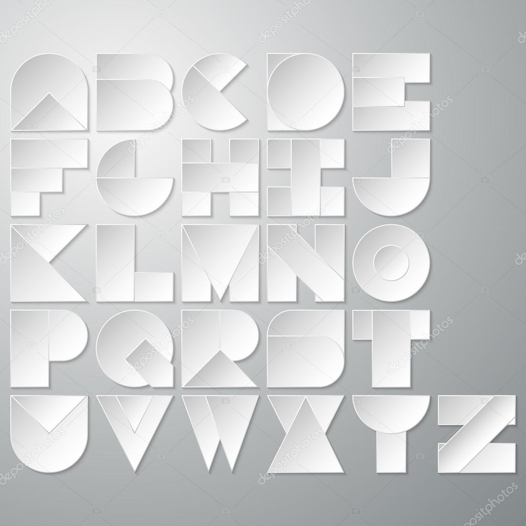 Vector illustration of a paper font