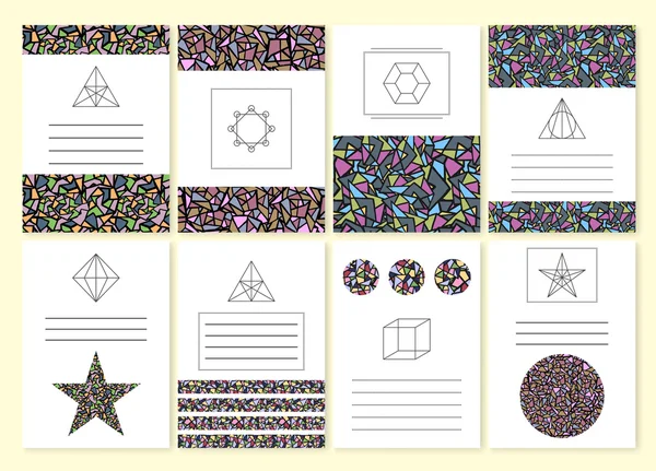 Conjunto de ilustrações vetoriais de convites coloridos em mosaico — Vetor de Stock
