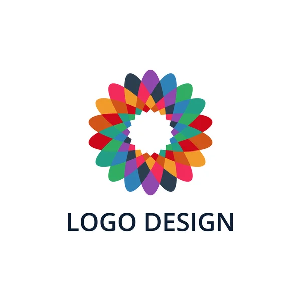 Vektor gambar logo bunga berwarna-warni - Stok Vektor