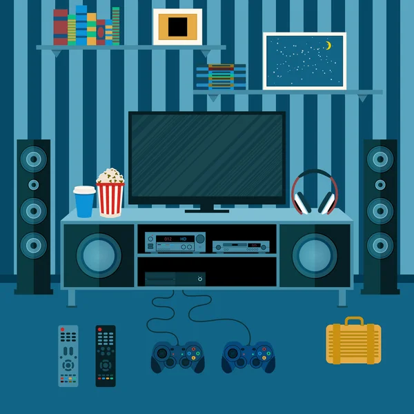 vektör çizimi daire ev sinema ile. resimde flat tv