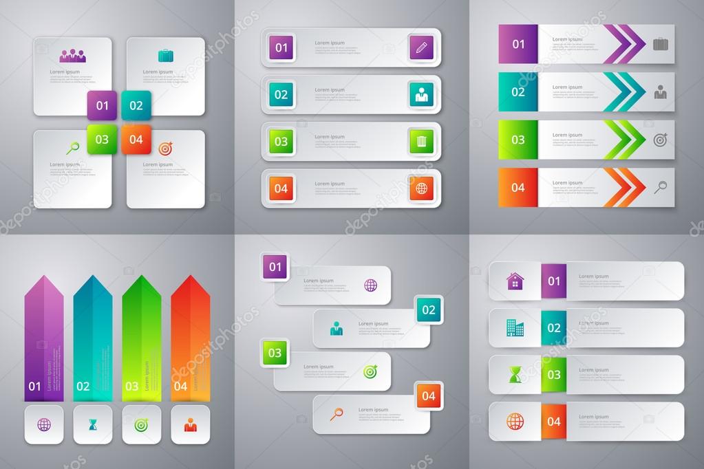 Vector illustration infographics . Set of six colorful templates
