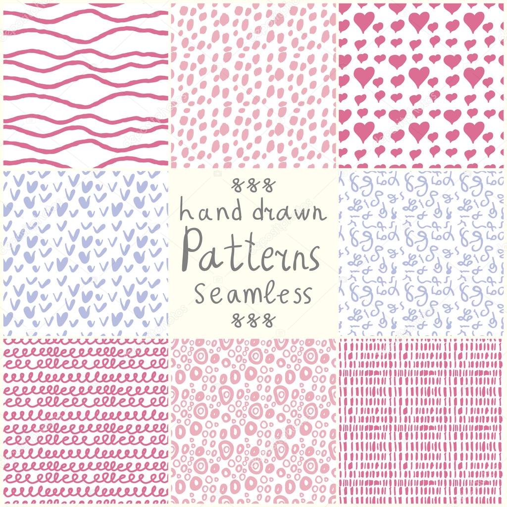 Stock Vector hand drawn seamless patterns