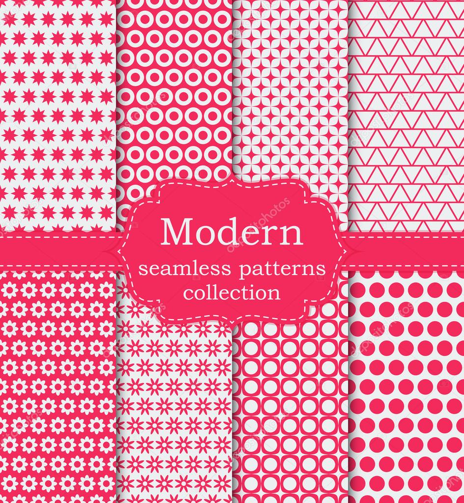 Vector illustration set of seamless modern patterns