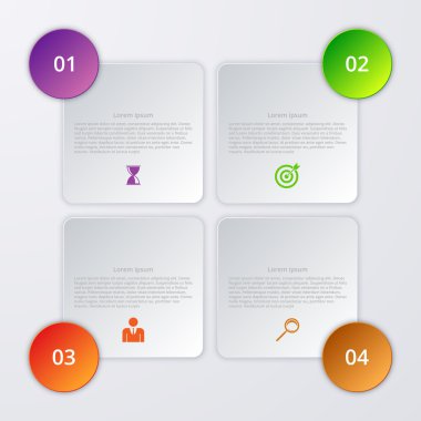 Dört kare infographics vektör çizim