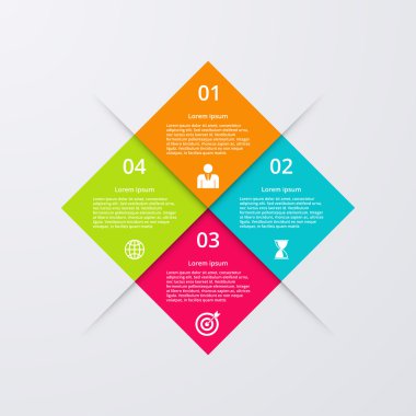 Dört kare infographics vektör çizim