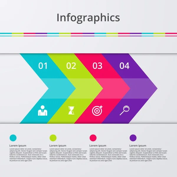 Vektor Illustration Infografik vier Pfeile — Stockvektor