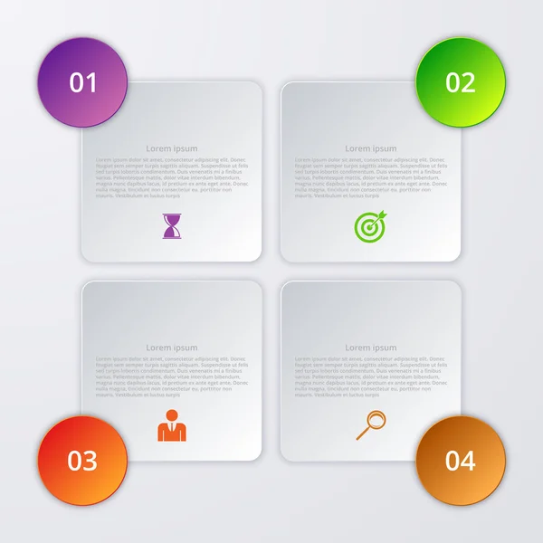 Illustrazione vettoriale di quattro infografiche quadrate — Vettoriale Stock