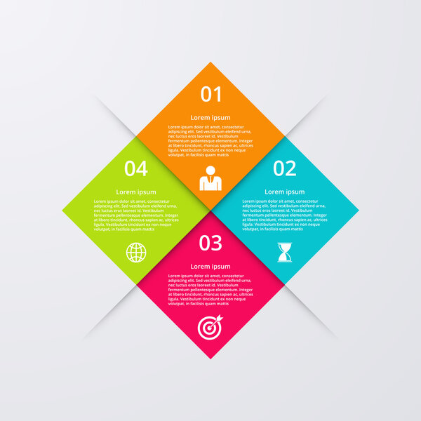Vector illustration of four square infographics