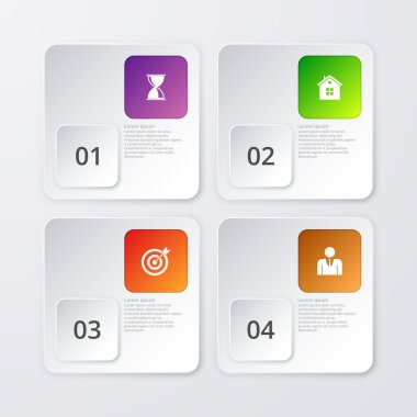 Dört kare infographics vektör çizim